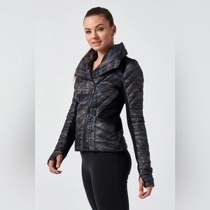 Blanc Noir Motion panel Down Puffer Camo Moto Jacket Small